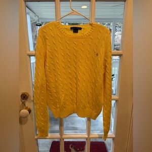 Ralph Lauren Women's Bright Yellow Cable Knit Sweater